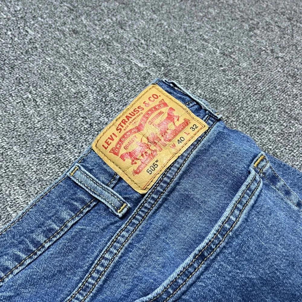 Levis 505 Regular Fit Jeans 40x32 Blue Denim Straight Leg Waterless 00505-2958